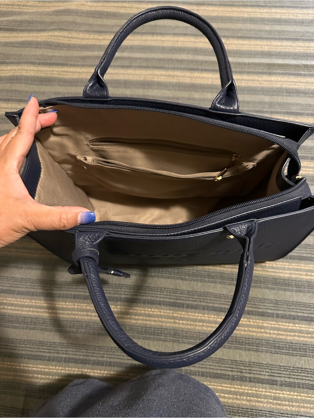 Navy Blue The Tote Bag - Structured Top-Handle Tote - Picture 3 of 7